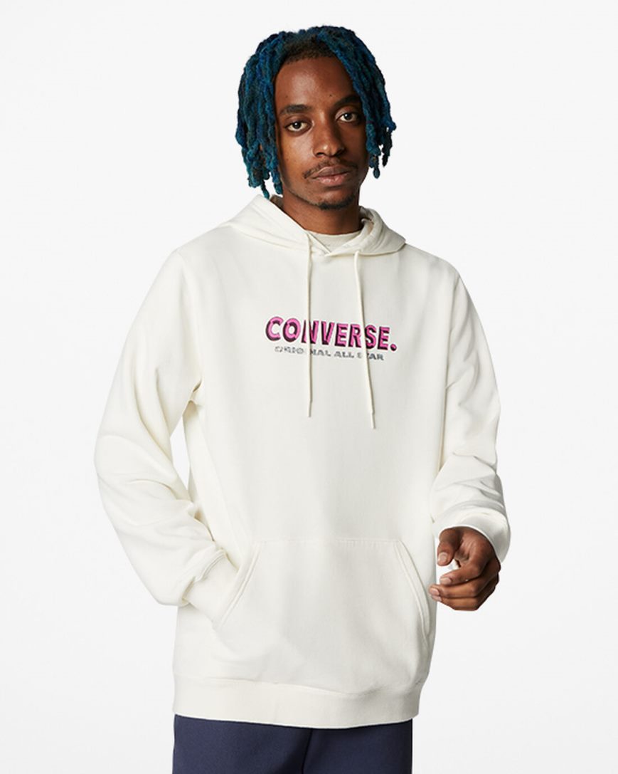 Mikiny S Kapucňou Converse Bold Word Pullover Panske Béžové | SK 5GKJW0